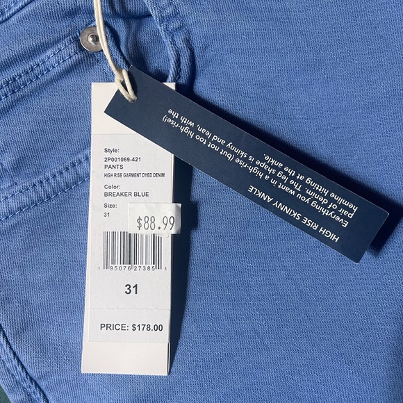 Vineyard Vines High Rise Skinny Jean Beaker Blue Size 31 NWT Originally $178 - Picture 3 of 16